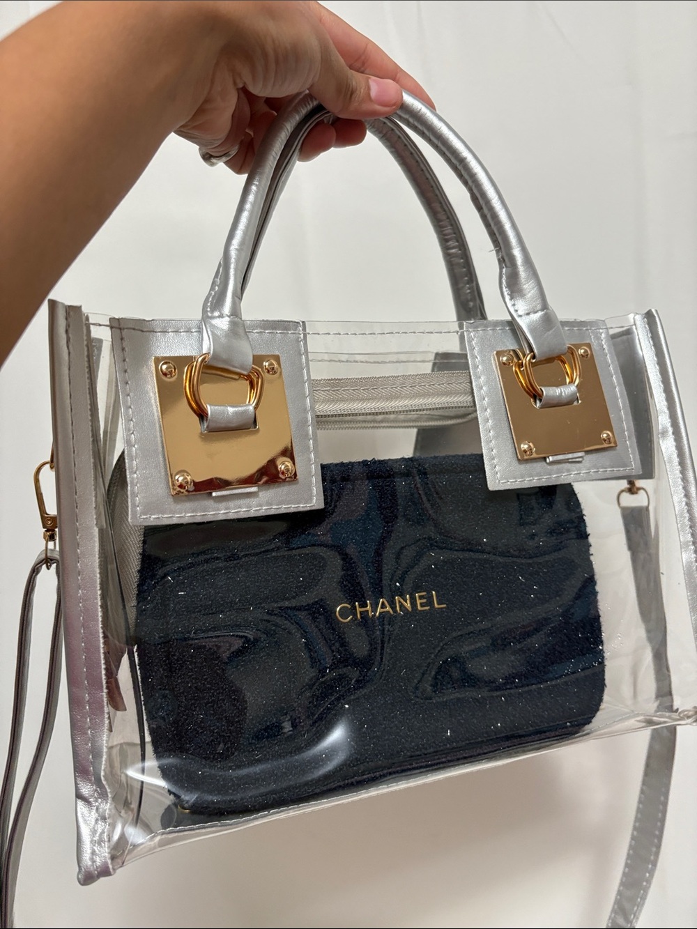 Chanel Beaute Pouch in Clear PVC Tote/ Crossbody Bag